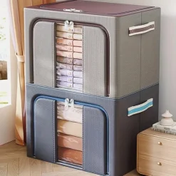 1pc Large Capacity Clothes Storage Box, Dustproof Clothing Quilt Organizer, Foldable Container For Dorm, Home