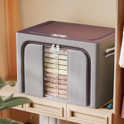 1pc Large Capacity Clothes Storage Box, Dustproof Clothing Quilt Organizer, Foldable Container For Dorm, Home