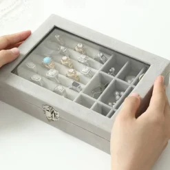 1PC Large Capacity Velvet Jewelry Box New Rings Necklaces Earrings Earrings Storage Box High-end Sense Organizing Box Dustproof Box