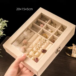 1PC Large Capacity Velvet Jewelry Box New Rings Necklaces Earrings Earrings Storage Box High-end Sense Organizing Box Dustproof Box
