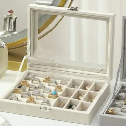 1PC Large Capacity Velvet Jewelry Box New Rings Necklaces Earrings Earrings Storage Box High-end Sense Organizing Box Dustproof Box