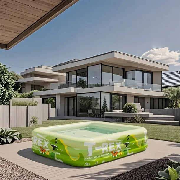 1pc Large Ocean Themed Inflatable Swimming Pool with Marine Life Design (Turtles, Clownfish, Seahorses) - No Electricity Needed, Easy Setup & Portable PVC Pool for Beach, Parties, Weddings, Music Fest