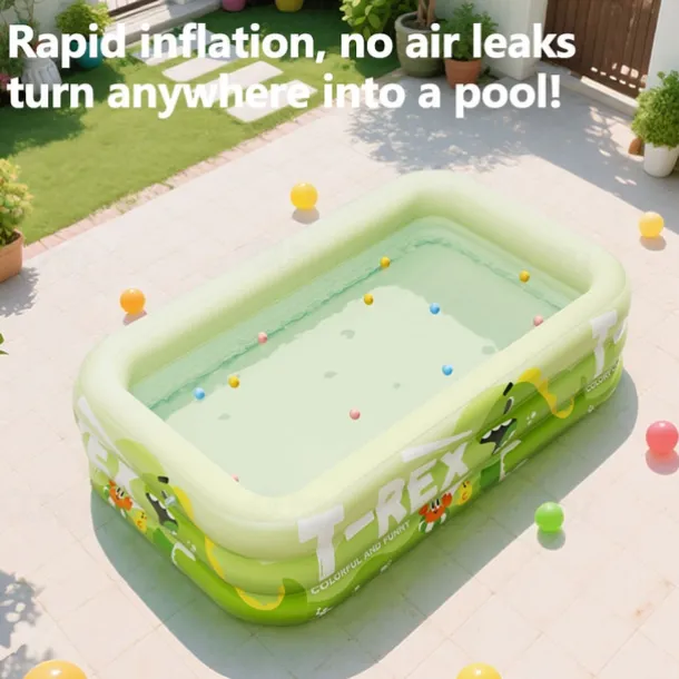 1pc Large Ocean Themed Inflatable Swimming Pool with Marine Life Design (Turtles, Clownfish, Seahorses) - No Electricity Needed, Easy Setup & Portable PVC Pool for Beach, Parties, Weddings, Music Fest