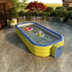 1pc Large Rectangular Inflatable Swimming Pool - Durable PVC Outdoor Family Pool for Garden, Parties & Music Festivals, 1-3 Person Capacity, 3-Layer Construction