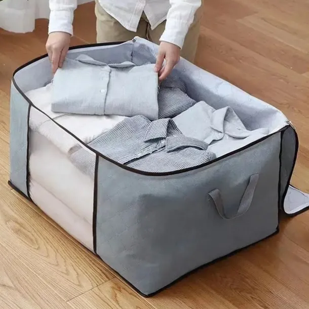 1pc Large Storage Bag Organizer Clothes Under-Bed Storage With Reinforced Handle, Storage Containers For Bedding, Comforters, Clothing, Closet, Clear Window, Sturdy Zippers