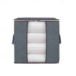 1pc Large Storage Bag Organizer Clothes Under-Bed Storage With Reinforced Handle, Storage Containers For Bedding, Comforters, Clothing, Closet, Clear Window, Sturdy Zippers