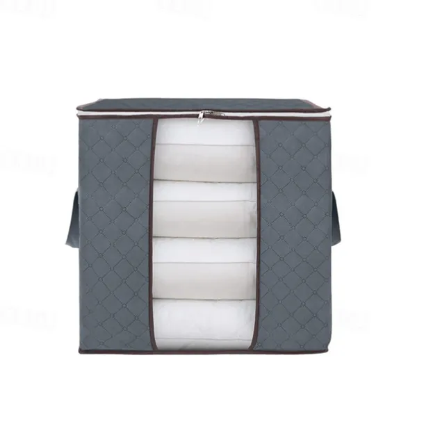 1pc Large Storage Bag Organizer Clothes Under-Bed Storage With Reinforced Handle, Storage Containers For Bedding, Comforters, Clothing, Closet, Clear Window, Sturdy Zippers