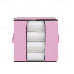 1pc Large Storage Bag Organizer Clothes Under-Bed Storage With Reinforced Handle, Storage Containers For Bedding, Comforters, Clothing, Closet, Clear Window, Sturdy Zippers