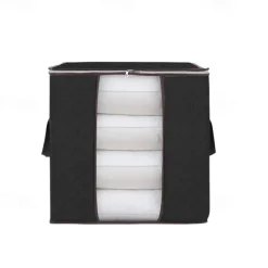 1pc Large Storage Bag Organizer Clothes Under-Bed Storage With Reinforced Handle, Storage Containers For Bedding, Comforters, Clothing, Closet, Clear Window, Sturdy Zippers