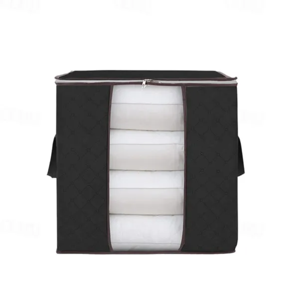 1pc Large Storage Bag Organizer Clothes Under-Bed Storage With Reinforced Handle, Storage Containers For Bedding, Comforters, Clothing, Closet, Clear Window, Sturdy Zippers