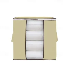 1pc Large Storage Bag Organizer Clothes Under-Bed Storage With Reinforced Handle, Storage Containers For Bedding, Comforters, Clothing, Closet, Clear Window, Sturdy Zippers