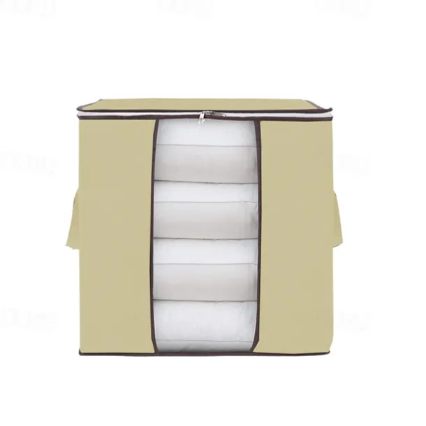 1pc Large Storage Bag Organizer Clothes Under-Bed Storage With Reinforced Handle, Storage Containers For Bedding, Comforters, Clothing, Closet, Clear Window, Sturdy Zippers