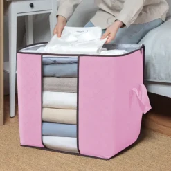 1pc Large Storage Bag Organizer Clothes Under-Bed Storage With Reinforced Handle, Storage Containers For Bedding, Comforters, Clothing, Closet, Clear Window, Sturdy Zippers