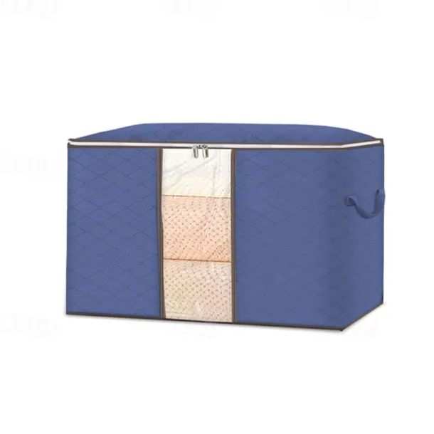 1pc Large Storage Bag Organizer Clothes Under-Bed Storage With Reinforced Handle, Storage Containers For Bedding, Comforters, Clothing, Closet, Clear Window, Sturdy Zippers