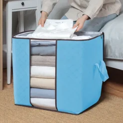 1pc Large Storage Bag Organizer Clothes Under-Bed Storage With Reinforced Handle, Storage Containers For Bedding, Comforters, Clothing, Closet, Clear Window, Sturdy Zippers