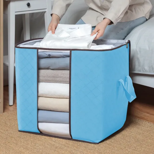 1pc Large Storage Bag Organizer Clothes Under-Bed Storage With Reinforced Handle, Storage Containers For Bedding, Comforters, Clothing, Closet, Clear Window, Sturdy Zippers