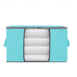 1pc Large Storage Bag Organizer Clothes Under-Bed Storage With Reinforced Handle, Storage Containers For Bedding, Comforters, Clothing, Closet, Clear Window, Sturdy Zippers