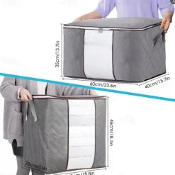 1pc Large Storage Bag Organizer Clothes Under-Bed Storage With Reinforced Handle, Storage Containers For Bedding, Comforters, Clothing, Closet, Clear Window, Sturdy Zippers