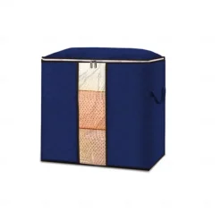 1pc Large Storage Bag Organizer Clothes Under-Bed Storage With Reinforced Handle, Storage Containers For Bedding, Comforters, Clothing, Closet, Clear Window, Sturdy Zippers