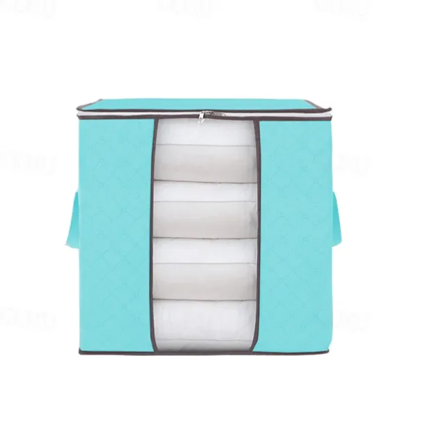 1pc Large Storage Bag Organizer Clothes Under-Bed Storage With Reinforced Handle, Storage Containers For Bedding, Comforters, Clothing, Closet, Clear Window, Sturdy Zippers