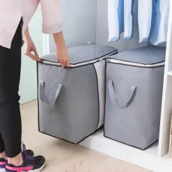 1pc Large Storage Bag Organizer Clothes Under-Bed Storage With Reinforced Handle, Storage Containers For Bedding, Comforters, Clothing, Closet, Clear Window, Sturdy Zippers