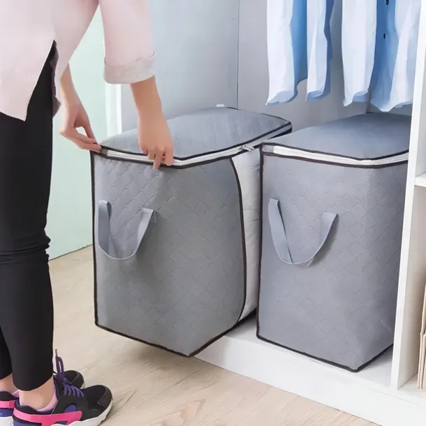 1pc Large Storage Bag Organizer Clothes Under-Bed Storage With Reinforced Handle, Storage Containers For Bedding, Comforters, Clothing, Closet, Clear Window, Sturdy Zippers