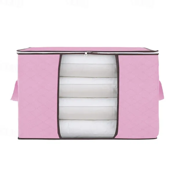 1pc Large Storage Bag Organizer Clothes Under-Bed Storage With Reinforced Handle, Storage Containers For Bedding, Comforters, Clothing, Closet, Clear Window, Sturdy Zippers