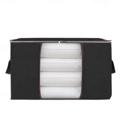 1pc Large Storage Bag Organizer Clothes Under-Bed Storage With Reinforced Handle, Storage Containers For Bedding, Comforters, Clothing, Closet, Clear Window, Sturdy Zippers