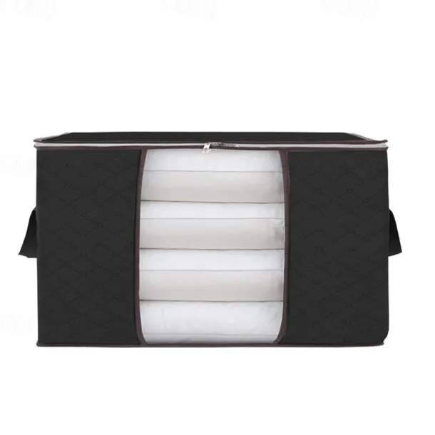 1pc Large Storage Bag Organizer Clothes Under-Bed Storage With Reinforced Handle, Storage Containers For Bedding, Comforters, Clothing, Closet, Clear Window, Sturdy Zippers