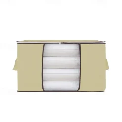 1pc Large Storage Bag Organizer Clothes Under-Bed Storage With Reinforced Handle, Storage Containers For Bedding, Comforters, Clothing, Closet, Clear Window, Sturdy Zippers