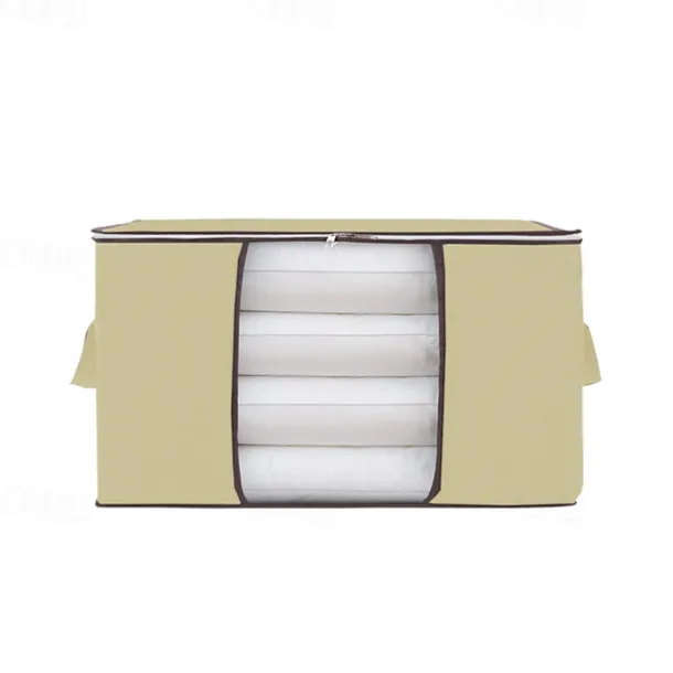 1pc Large Storage Bag Organizer Clothes Under-Bed Storage With Reinforced Handle, Storage Containers For Bedding, Comforters, Clothing, Closet, Clear Window, Sturdy Zippers