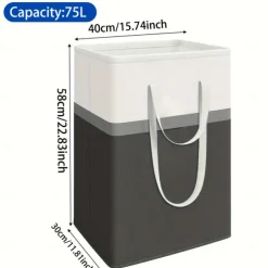1PC Laundry Basket 75 Litre Upgraded Foldable Laundry Basket Waterproof Long And Short Handle Laundry Bag Can Be Carried By Hand Can Be Straddled On One Shoulder Easy To Transport And Clean Frees