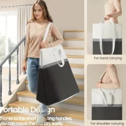1PC Laundry Basket 75 Litre Upgraded Foldable Laundry Basket Waterproof Long And Short Handle Laundry Bag Can Be Carried By Hand Can Be Straddled On One Shoulder Easy To Transport And Clean Frees