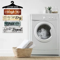 1pc Laundry Wood Wall Sign, Wooden Plaque Sign Wall Decor Accessories, For Laundry Shop Cafe Room Decor Household Items