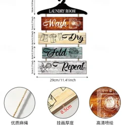 1pc Laundry Wood Wall Sign, Wooden Plaque Sign Wall Decor Accessories, For Laundry Shop Cafe Room Decor Household Items