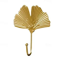 1pc Leaf Shape Traceless Punch Free Wall Hook, Metal Wall Decor Kitchen Bathroom Wall Hook For Hanging Key Ornaments, Decorative Hook