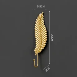 1pc Leaf Shape Traceless Punch Free Wall Hook, Metal Wall Decor Kitchen Bathroom Wall Hook For Hanging Key Ornaments, Decorative Hook