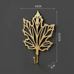 1pc Leaf Shape Traceless Punch Free Wall Hook, Metal Wall Decor Kitchen Bathroom Wall Hook For Hanging Key Ornaments, Decorative Hook