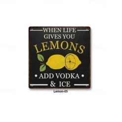 1pc Lemon Metal Tin Sign Bar Tin Sign Vintage Kitchen Signs Wall Decor, Painting Wall Hanging for Restaurant Decor Bar Decor Home Decor Wall Art Metal Tin Sign 30x30cm/12''x12''