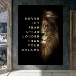 1pc Lion Motivational Wall Art Print Inspirational Quote Poster Modern Home Decor Canvas Painting Office Wall Decor No Frame