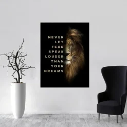 1pc Lion Motivational Wall Art Print Inspirational Quote Poster Modern Home Decor Canvas Painting Office Wall Decor No Frame