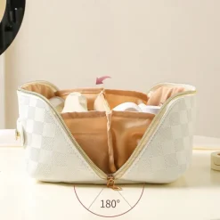 1pc Makeup Bag Portable PU Leather Pillow Makeup Bag High Beauty Travel Hand Wash Bag Cosmetic Storage Bag