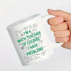 1pc Math Teacher Coffee Mug Ceramic Coffee Cups Water Cups Summer Winter Drinkware Birthday Gifts Holiday Gifts New Year Gifts Valentine's Day Gifts