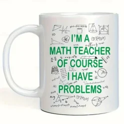 1pc Math Teacher Coffee Mug Ceramic Coffee Cups Water Cups Summer Winter Drinkware Birthday Gifts Holiday Gifts New Year Gifts Valentine's Day Gifts