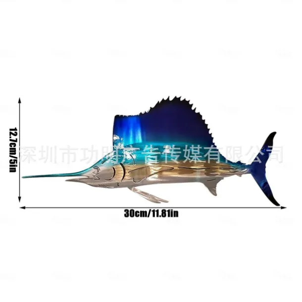 1pc Metal Fish Wall Decorative, Wall Art Tropical Fish Sculpture,Sailfish Metal Wrought Iron Silhouette Crafts Interior Wall Home Decor
