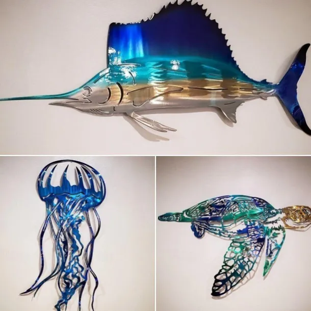 1pc Metal Fish Wall Decorative, Wall Art Tropical Fish Sculpture,Sailfish Metal Wrought Iron Silhouette Crafts Interior Wall Home Decor