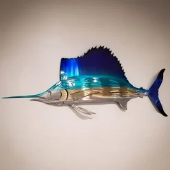 1pc Metal Fish Wall Decorative, Wall Art Tropical Fish Sculpture,Sailfish Metal Wrought Iron Silhouette Crafts Interior Wall Home Decor
