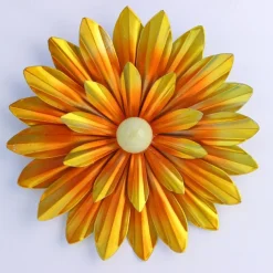 1pc Metal Flowers Wall Decor Flower Wall Sculpture, Hand-Painted Floral Sculpture, Metal Wall Art Hanging Wall Decor For Indoor Outdoor Home Office Bathroom Kitchen Bedroom Living Room Garden