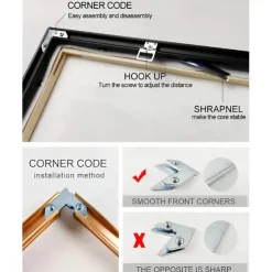 1pc Metal Frames Oil Painting Frames Black Picture Frame Poster Frames for Wall DIY Diamond Frame with Accessories