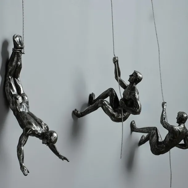 1pc Modern Simple Resin Sculpture Creative Rock Climbing Man Wall Sculpture Hand Finished Wall Art Statue Rock Climbing Figure